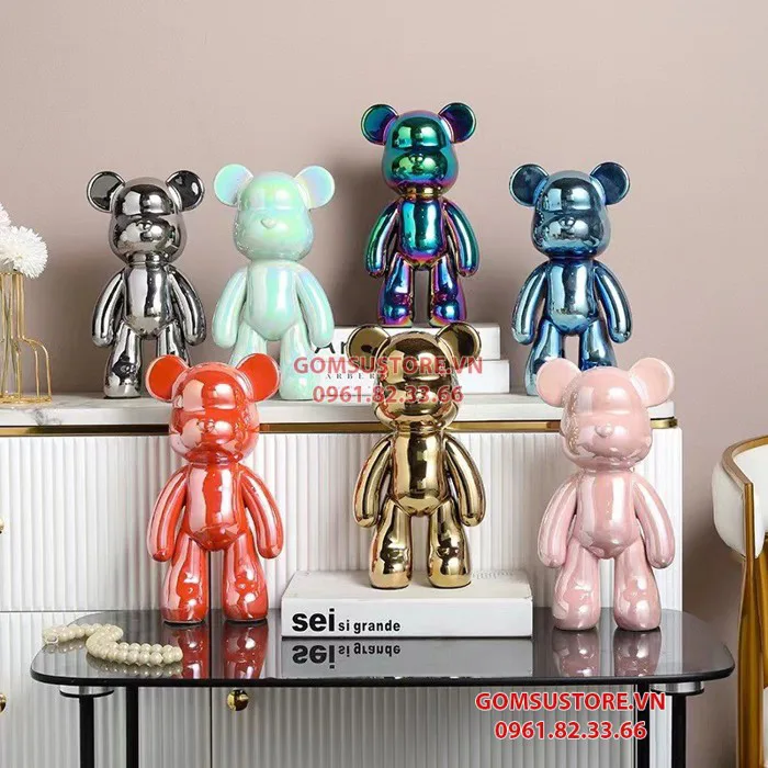 Gấu Hoạt Hình Bearbrick Bằng Gốm Trang Trí Nhà Cửa 28x14cm - DT031 - Gốm Sứ  Store