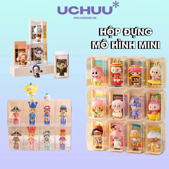 Hộp Mô Hình Mini UCHUU Hộp Đựng Trưng Bày Decor Trang Trí Nhân Vật Doll  Figure Để Bàn Trong Suốt
