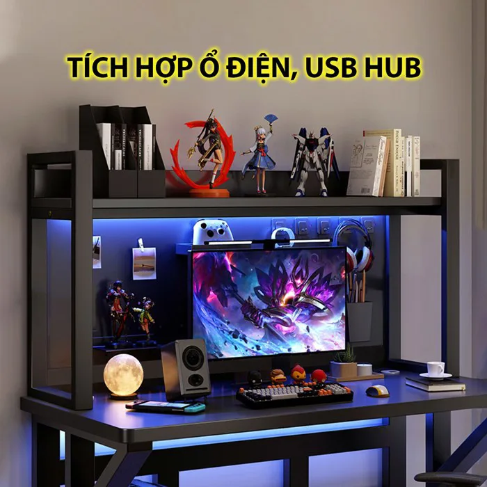 Kệ để bàn decor bàn học kệ decor gaming đen trang trí bàn pc giá sách để bàn  đa năng trưng bày mô hình