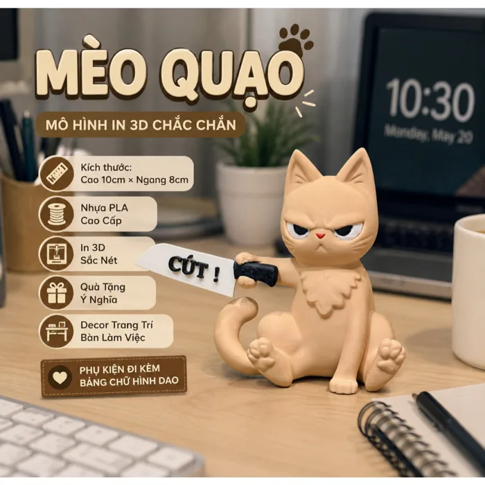 Mô Hình Mèo Cute In 3D PLA Decor Bàn Làm Việc Quà Tặng Độc Đáo Đồ Trang Trí  Bàn Học Hài Hước
