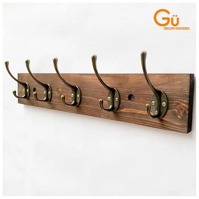 Móc treo quần áo gắn tường, kệ treo đồ Gu Decor Wooden treo túi xách,phụ  kiện màu nâu socala | Shopee Việt Nam