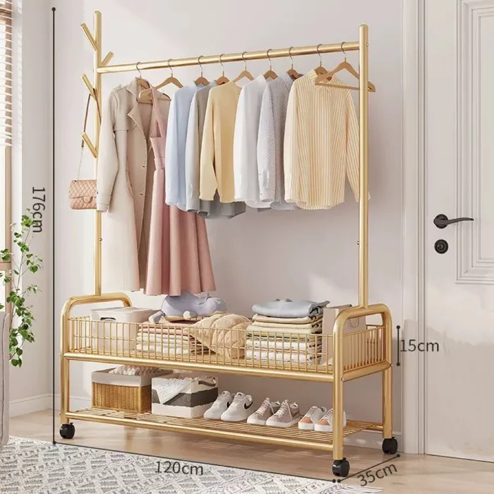 Giá Kệ Treo Quần Áo Decor Sang Xịn Tích Hợp Khung Treo Đồ, Móc Treo Mũ,  Khay Để Đồ Tiện Ích.