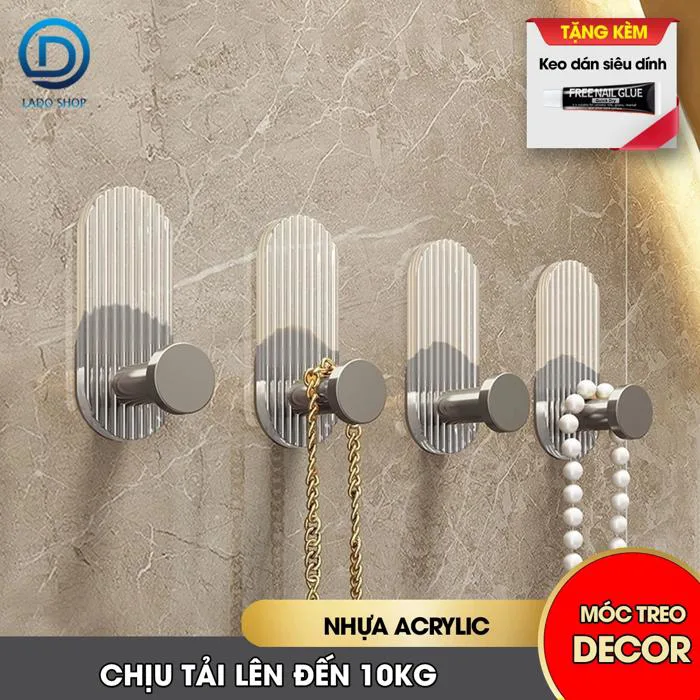 Móc treo khăn treo đồ decor phòng tắm vật liệu Acrylic cao cấp AR10 tặng  kèm keo dán | Lado Home