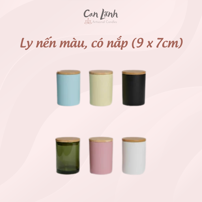 Ly Nến Thủy Tinh Màu Cao Cấp Có Nắp Gỗ (9 x 7cm) – Phụ Kiện Decor Nến Thơm  Sang Trọng