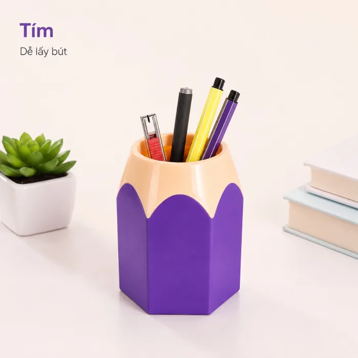 Ống Cắm Bút Hình Bút Chì Dễ Thương, Hộp Đựng Bút Để Bàn Nhiều Màu, Phụ Kiện  Trang Trí Bàn Học Văn Phòng