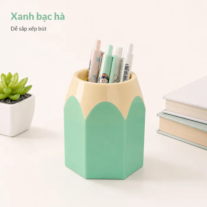 Ống Cắm Bút Hình Bút Chì Dễ Thương, Hộp Đựng Bút Để Bàn Nhiều Màu, Phụ Kiện  Trang Trí Bàn Học Văn Phòng