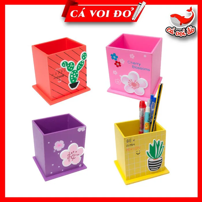 Ống Cắm Bút, Đựng Bút Bằng Gỗ Trang Trí Bàn Học nhiều mẫu ngẫu nhiên