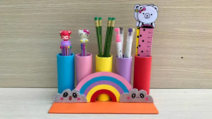 (445) Cách Làm Hộp Đựng Bút Decor Bàn Học Từ Lõi Giấy/ Đồ Dùng Học Tập