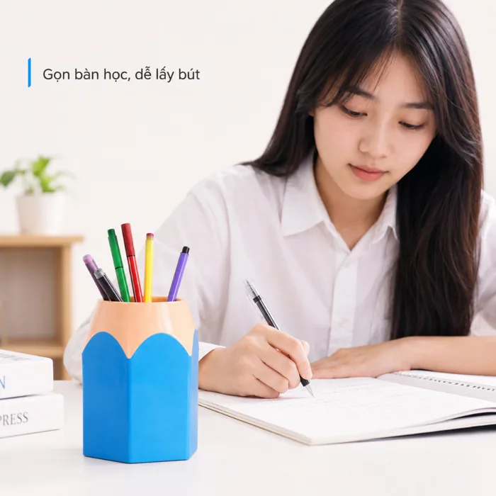 Ống Cắm Bút Hình Bút Chì Dễ Thương, Hộp Đựng Bút Để Bàn Nhiều Màu, Phụ Kiện  Trang Trí Bàn Học Văn Phòng