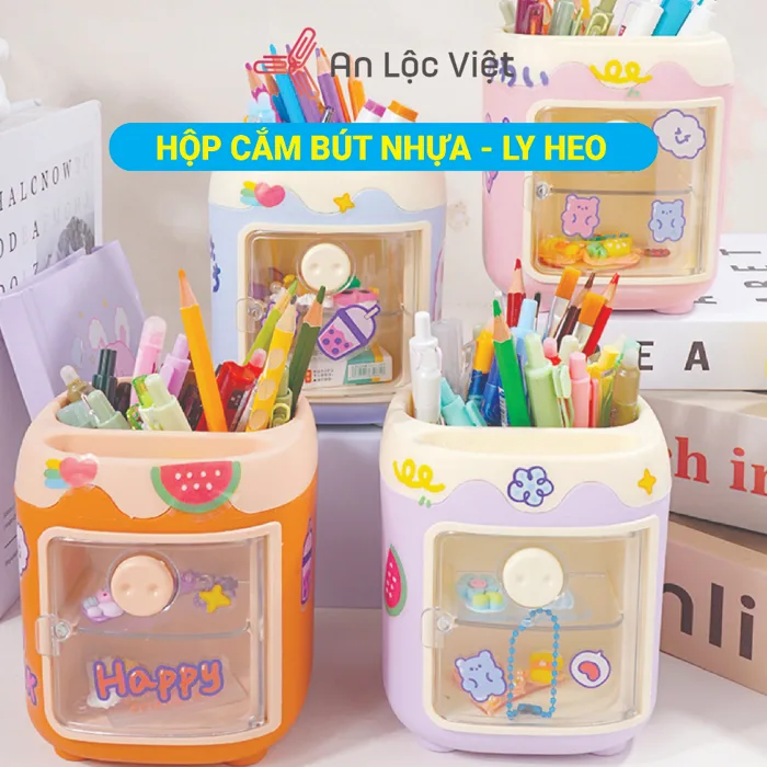 [SIÊU HOT] Hộp Cắm Bút, Ống Cắm Bút để bàn hình Heo siêu dễ thương, Decor  trang trí bàn học.