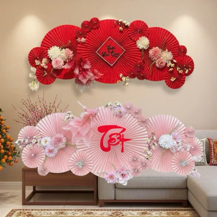 Combo Phụ Kiện Decor Trang Trí Quán Xá Cơ Quan Văn Phòng, Set Quạt Decor  Trang Trí Nhà Cửa Ngày Tết
