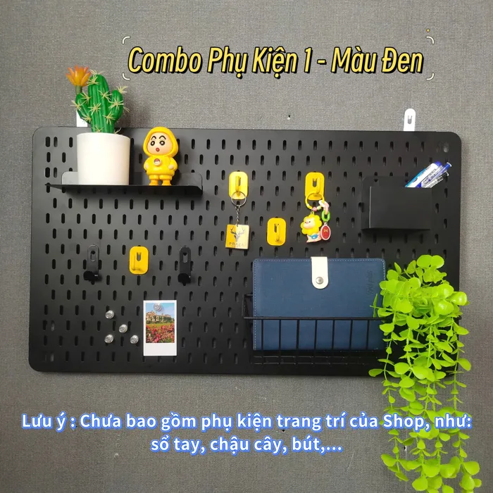 Combo Bảng Pegboard Lỗ Dọc Gắn Tường Kèm Phụ Kiện Decor Trang Trí - Kệ sắt  giá tốt
