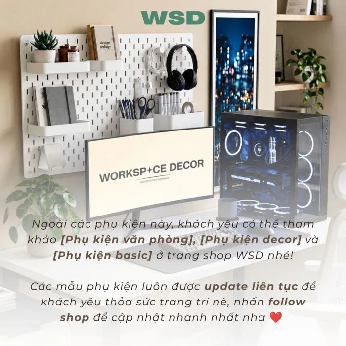 Bảng Kèm Phụ Kiện ) Combo Bảng Pegboard Gỗ, Bảng Gỗ Decor 40x60Cm Kèm Phụ  Kiện, Decor Phòng Ngủ. | Shopee Việt Nam