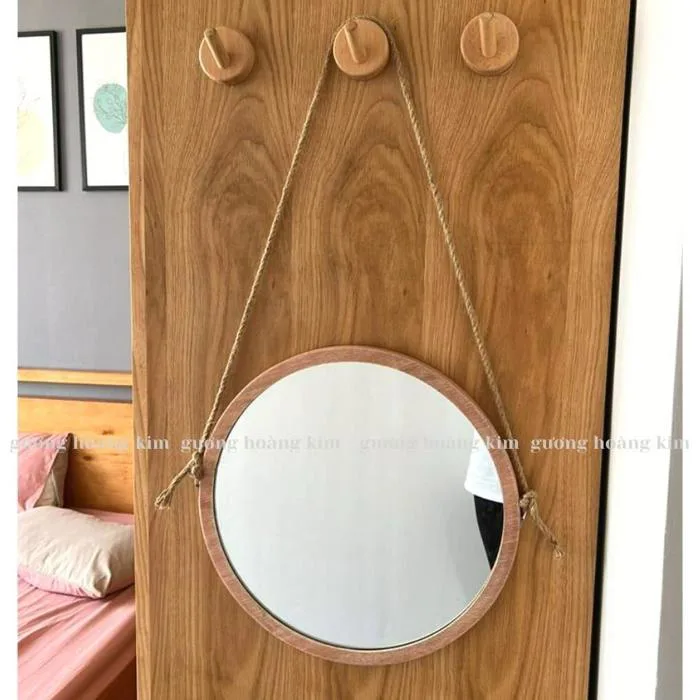 Gương Treo Tường Trang Trí, Gương Viền Gỗ Decor Full Phụ Kiện Kèm Dây Thừng  Giá Rẻ