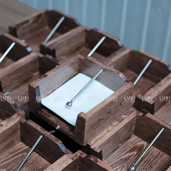 HỘP GỖ ĐỰNG GIẤY HÌNH VUÔNG - PHỤ KIỆN INOX - HIÊN ĐẠI | LUXI decor