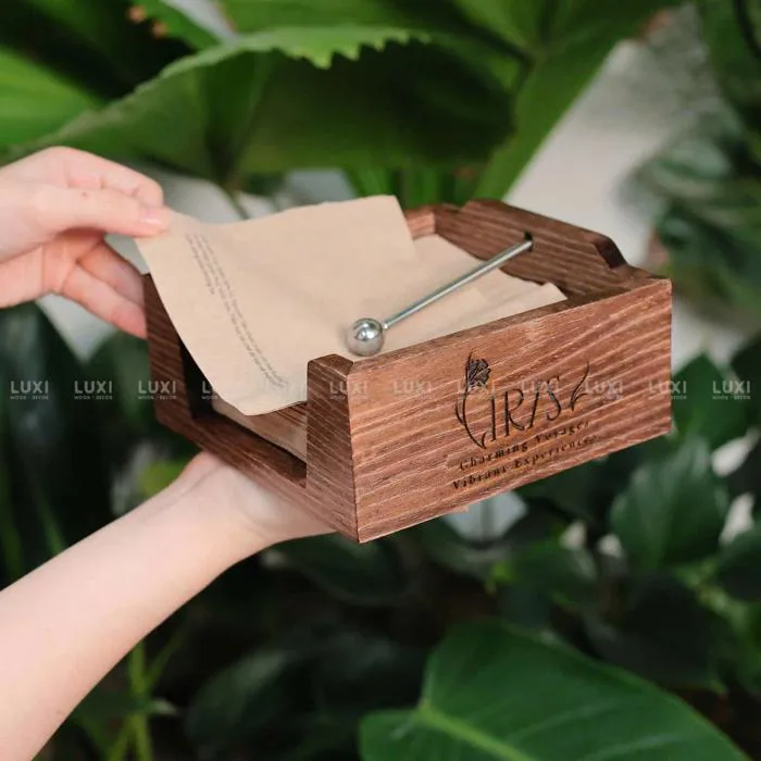 HỘP GỖ ĐỰNG GIẤY HÌNH VUÔNG - PHỤ KIỆN INOX - HIÊN ĐẠI | LUXI decor