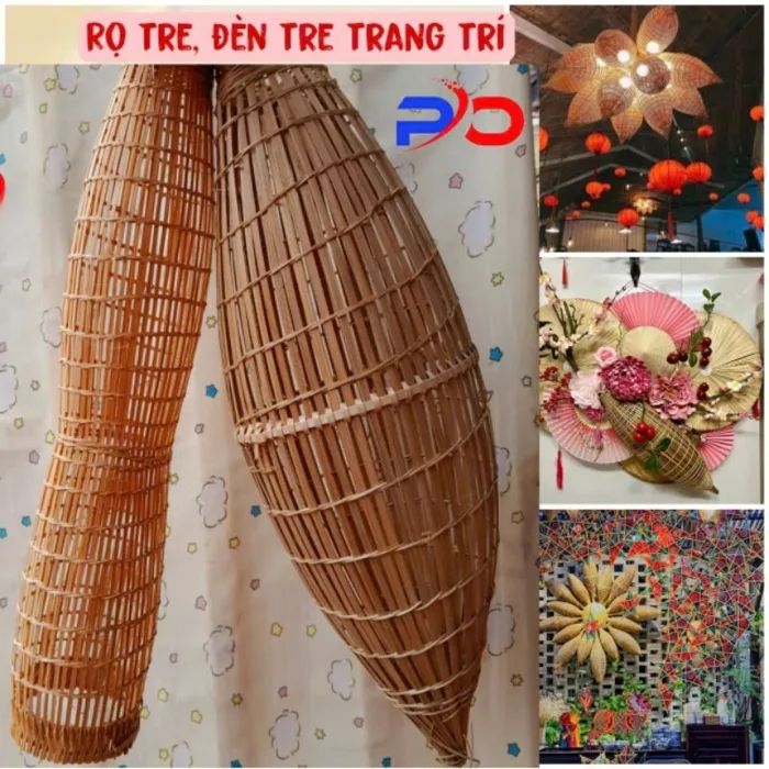 Mây tre đan decor trang trí, Đó tre, nơm cá tre, giọ cua tre mộc đan dày  dặn chắc chắn chống mốc đèn tre, phụ kiện decor