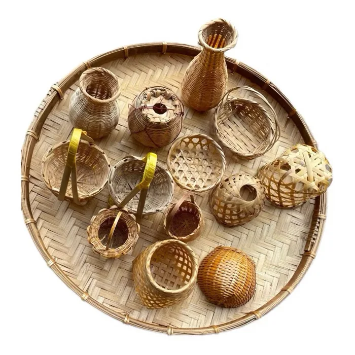 Mây tre nhí decor, phụ kiện trang trí, chụp hình sản phẩm.Giỏ mây tre đan