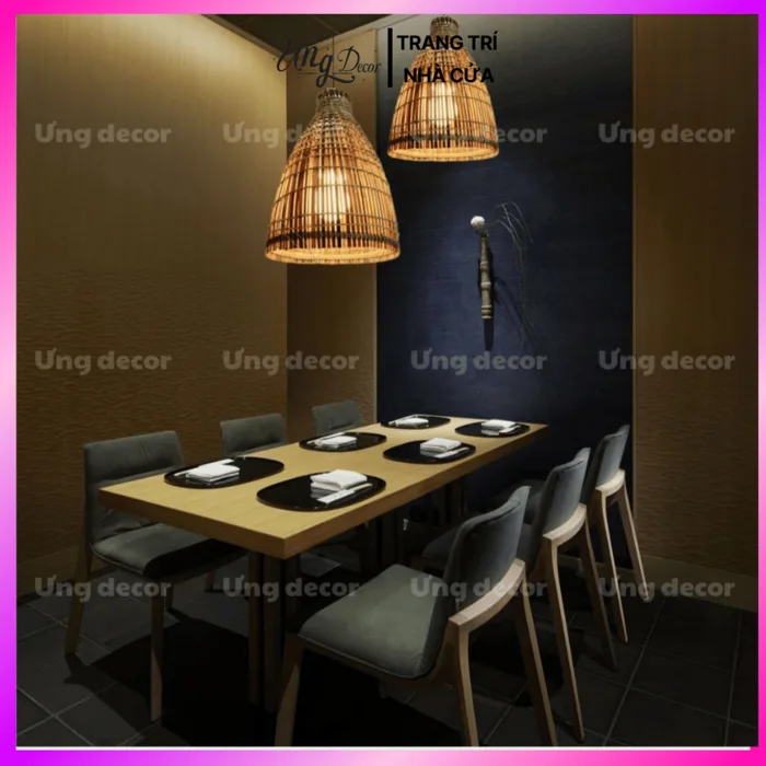 Đèn nơm mây tre đan thả trần (KHÔNG PHỤ KIỆN) decor trang trí quán cafe,  quán ăn, nhà hàng, resort chính hãng Ưng decor