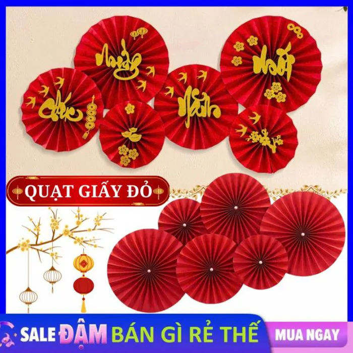 Set 6 Quạt Giấy Đỏ Trang Trí Tết Decor Nhà Cửa Đẹp Mắt - Quạt Xếp Đỏ Mừng  Xuân Tài Lộc ( Sẵn Keo ) - Quạt Xòe Đỏ Trang Trí Tết, Lễ Hội, Cưới Hỏi,  Khai Trương Bắt Mắt | Lazada Việt Nam