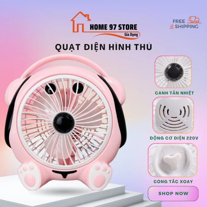 Quạt Mini Để Bàn Hình Thú Dễ Thương 2 Cấp Gió – Quạt Điện Nhỏ Gọn Văn Phòng  Học Tập