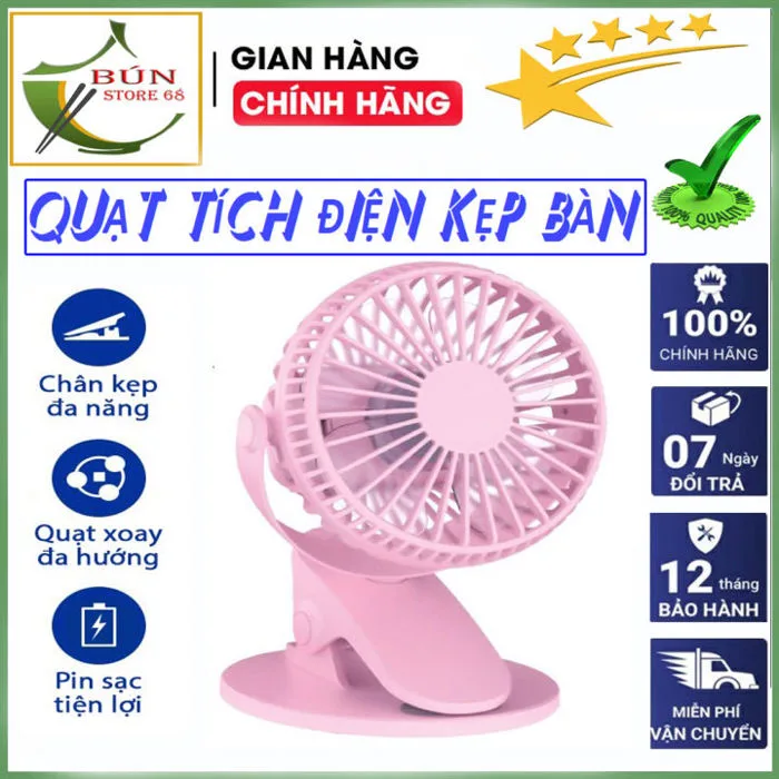 Quạt mini sạc điện tích điện cầm tay để bàn đi học văn phòng kẹp nôi kẹp xe  đẩy cho bé pin siêu bền (kèm cáp sạc usb) | Lazada Việt Nam