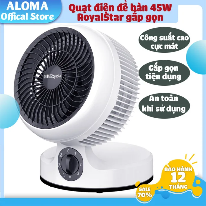 Quạt điện để bàn RoyalStar 101XH công suất cao để bàn học bàn làm việc  giường ngủ - Gia Dụng ALOMA