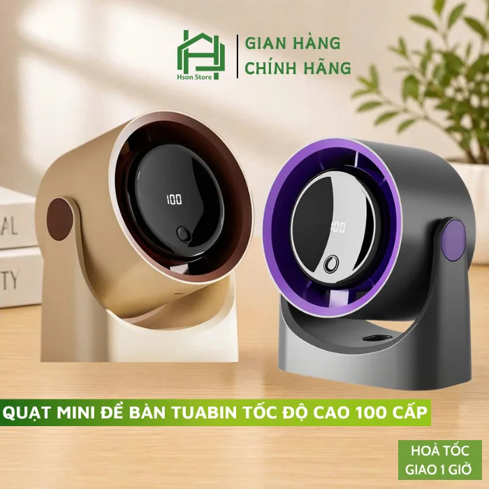 Quạt mini tích điện để bàn, quạt tuabin 100 cấp không cánh tốc độ cao dành  cho học sinh, sinh viên, kí túc xá, văn phòng