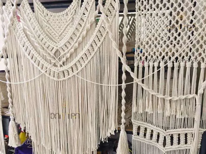 Cơ sở sản xuất rèm macrame trang trí phòng ngủ, homestay đẹp