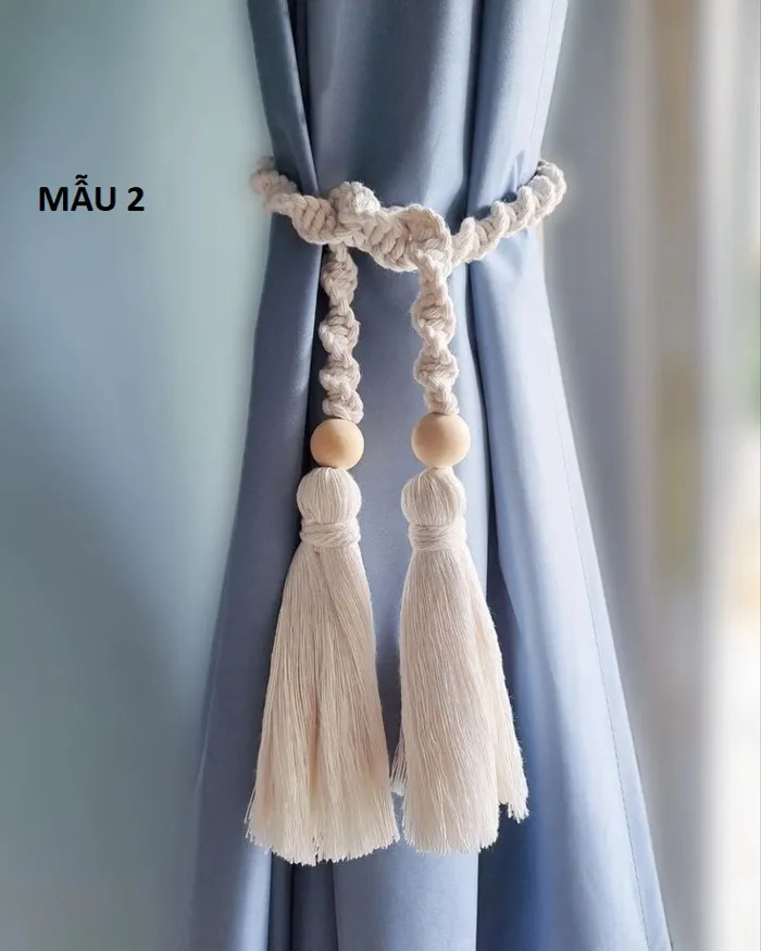 Lá Macrame treo rèm cửa_Decor trang trí_Dụng cụ treo rèm hình chiếc lá_Dây  buộc rèm cửa Dây buộc tua ra_Decor nhà cửa -