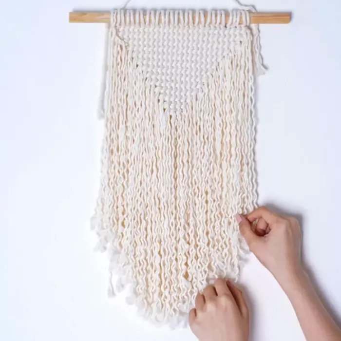 Rèm Trắng Nhỏ Macrame, Sợi Nhân Tạo Mềm Mại, Độ Rũ Nhẹ Nhàng