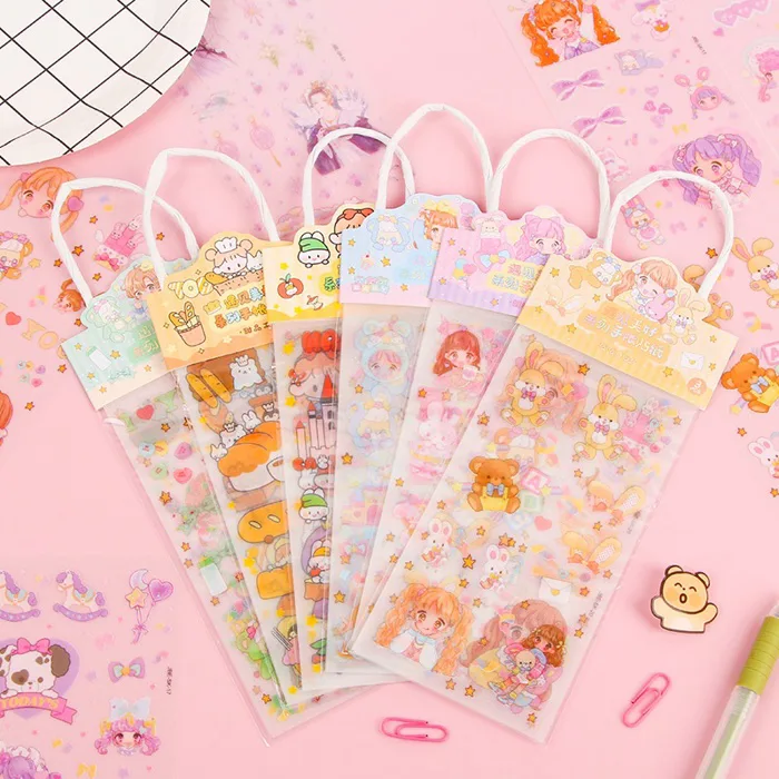 Set 4 miếng sticker dán trang trí nhật ký, sổ, bàn học cute