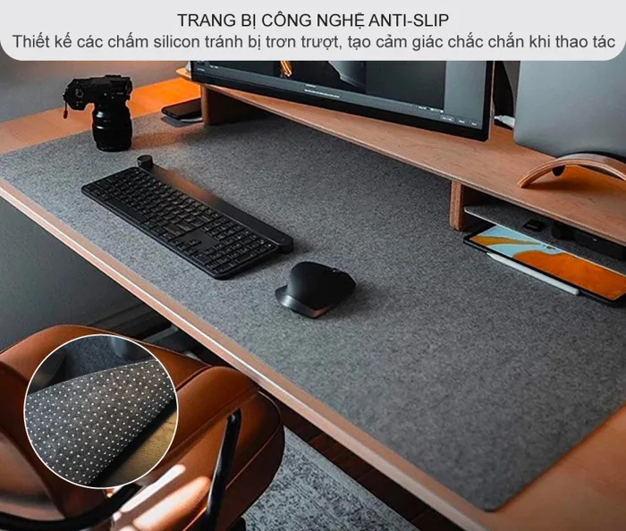 Tấm nỉ trải bàn làm việc Deskpad chất liệu nỉ cao cấp đế chống trượt sang  trọng
