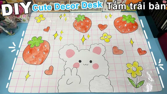 Cách làm Tấm trải bàn decor bàn học bằng giấy | DIY decor desk | Liam  Channel
