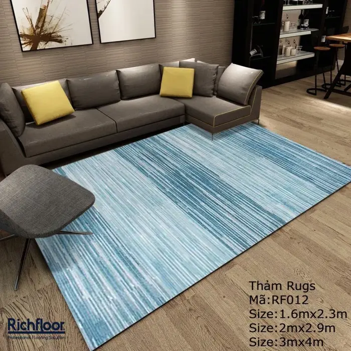 Thảm Rugs trang trí phòng khách vân xanh dương nước biển