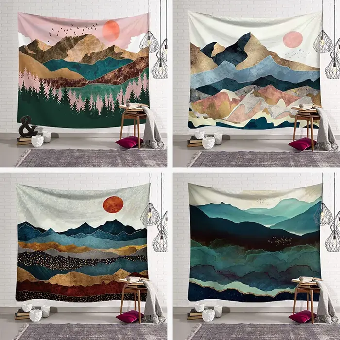Tặng kèm phụ kiện treo) Tranh Treo Tường Size Lớn 1M5*2M phong cảnh, Thảm  Treo Tường Vintage Trang Trí Decor Homestay | Lazada Việt Nam