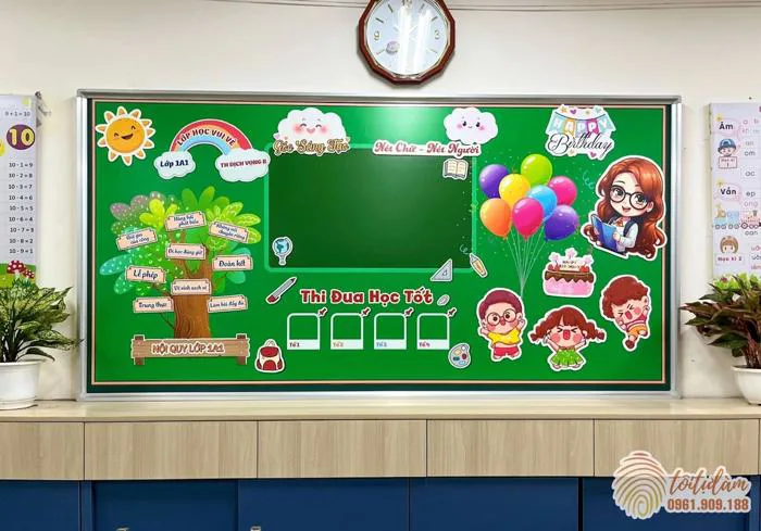 SET TRANG TRÍ BẢNG LỚP HỌC, GÓC HỌC TẬP CÓ KÈM DECAL DÁN BẢNG
