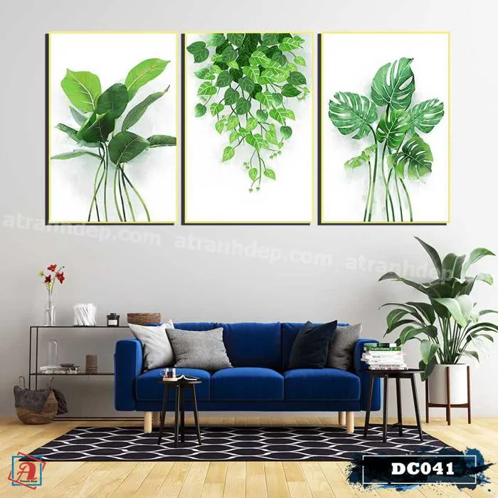 Bộ 3 tranh canvas treo tường Decor Hoa lá phong cách scandinavian - DC041 -  A Tranh Đẹp