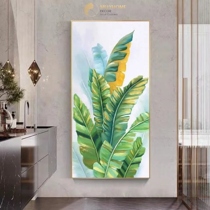 Tranh Đơn Dọc Treo Tường Tráng gương / Canvas Lá Chuối Cảnh -HTQ1216 |  MelyHome- Tranh treo tường Canvas