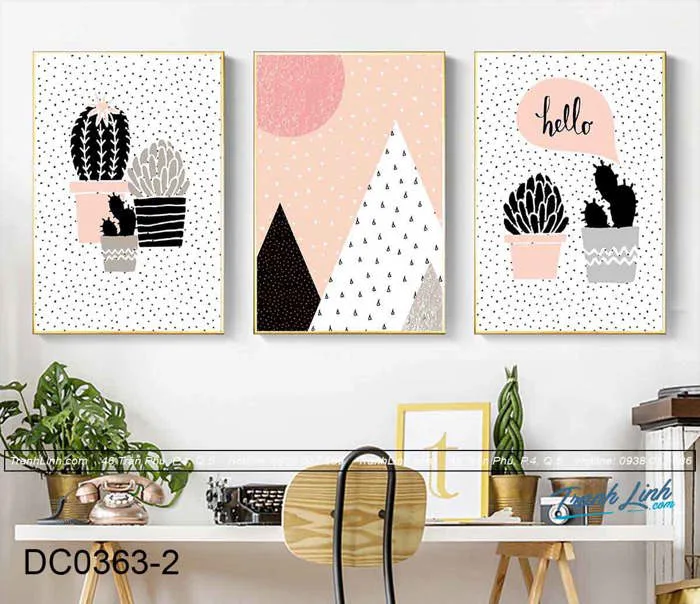 Bộ Tranh Canvas Decor Cây Cảnh Nhỏ Và Hình Dễ Thương - DC0363 - Tranh Linh