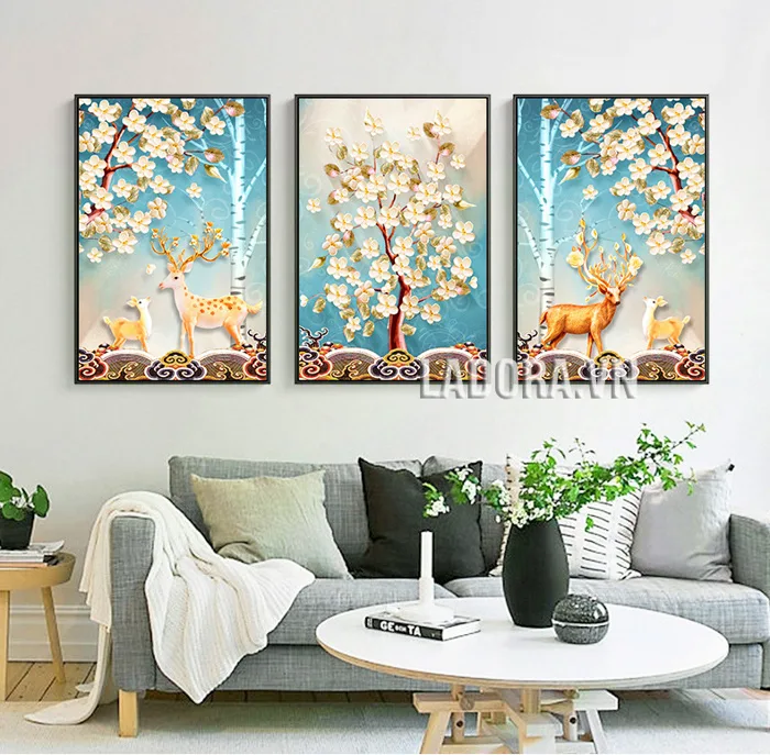Tranh Treo Phòng Khách Hươu tài lộc tại shop bán đồ trang trí nhà Ladora