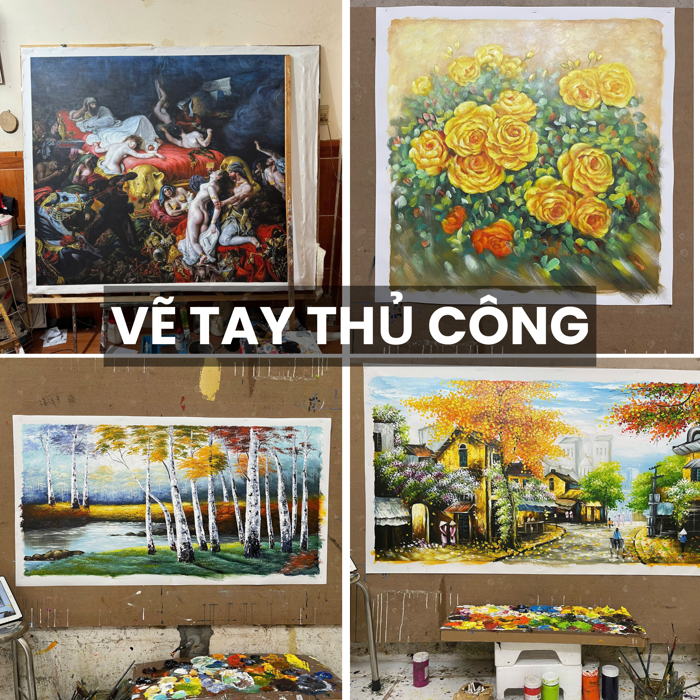 Tranh Treo Tường Sơn Dầu Búp Hoa Sen - Tranh Decor Phòng Khách TSDVT41 –  Khung Tranh Việt Tuyến