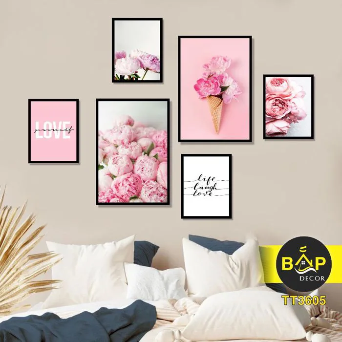 Set 6 bức tranh decor phòng, tranh treo tường tranh dán tường phòng ngủ, đồ  decor bàn học, phong cách cute, đáng yêu