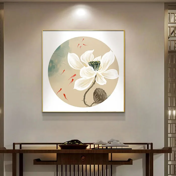 Tranh treo tường phòng khách, decor phòng ngủ - tranh hoa sen nghệ thuật  trang trí HS20