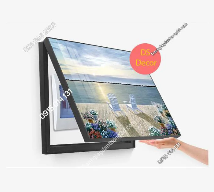 Tranh che ổ điện khung đen hiện đại kiểu Lật tiện dụng TCOD