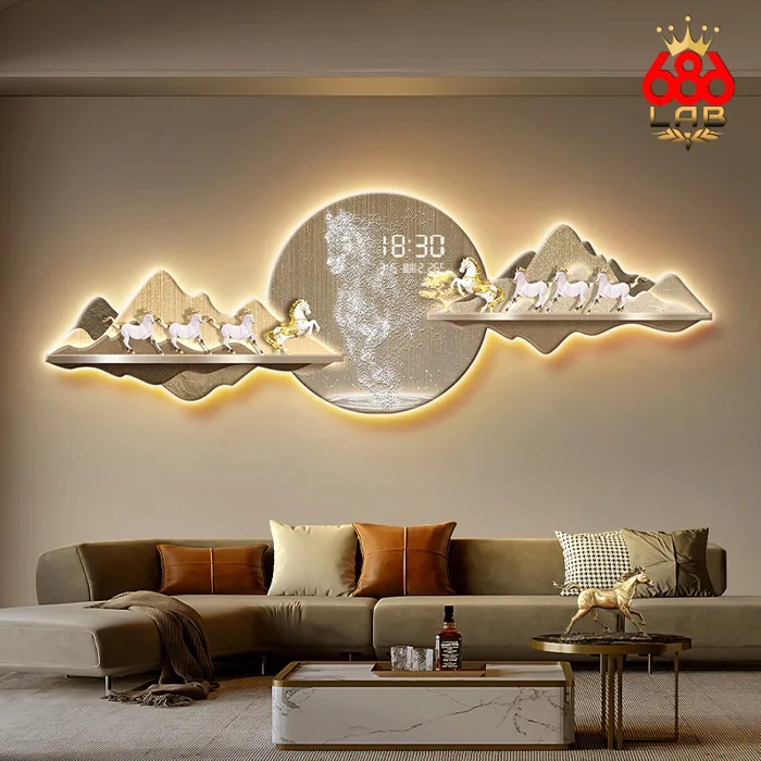Tranh Tráng Gương Điện Led Kết hợp Đồng Hồ Điện Tử Cao Câp Đông Hồ Điên Tử  Tranh Treo Tường | Shopee Việt Nam