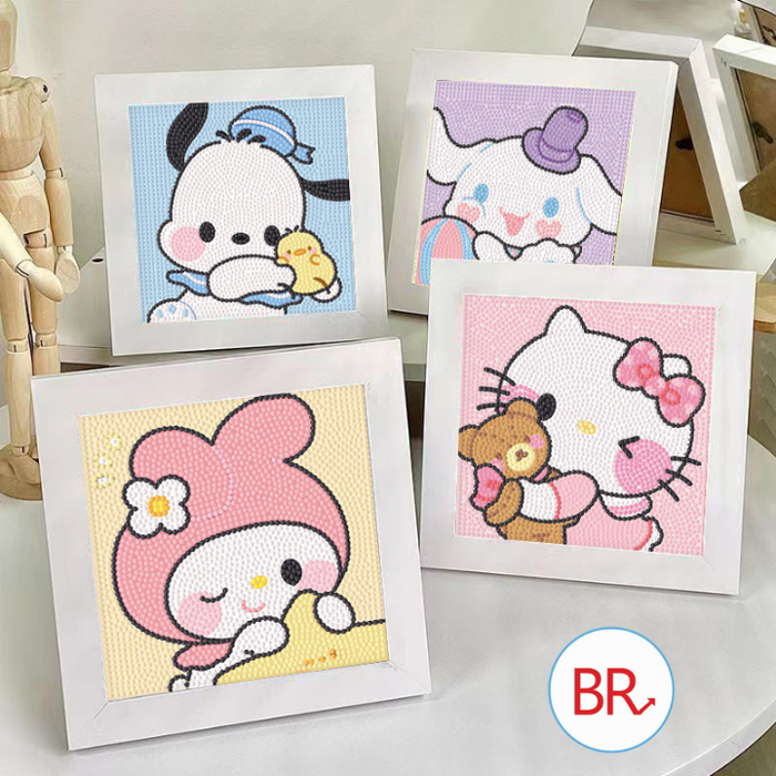 Tranh đính đá 5D hoạt hình 18x18cm kèm khung gỗ- Bộ tranh đính đá cho bé  rèn tính năng kiên nhẫn decor phòng xinh xắn Br01820 Tranh Đính Đá Canvas  Animal Print -