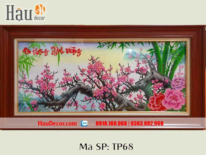 Tranh Đính Đá Hoa Đào TP68