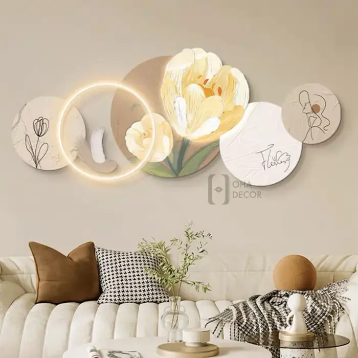 Tranh Tráng Gương 3D LED Hoa Tulip Bộ 5 - Thiết kế thi công trọn gói - Oha  Decor