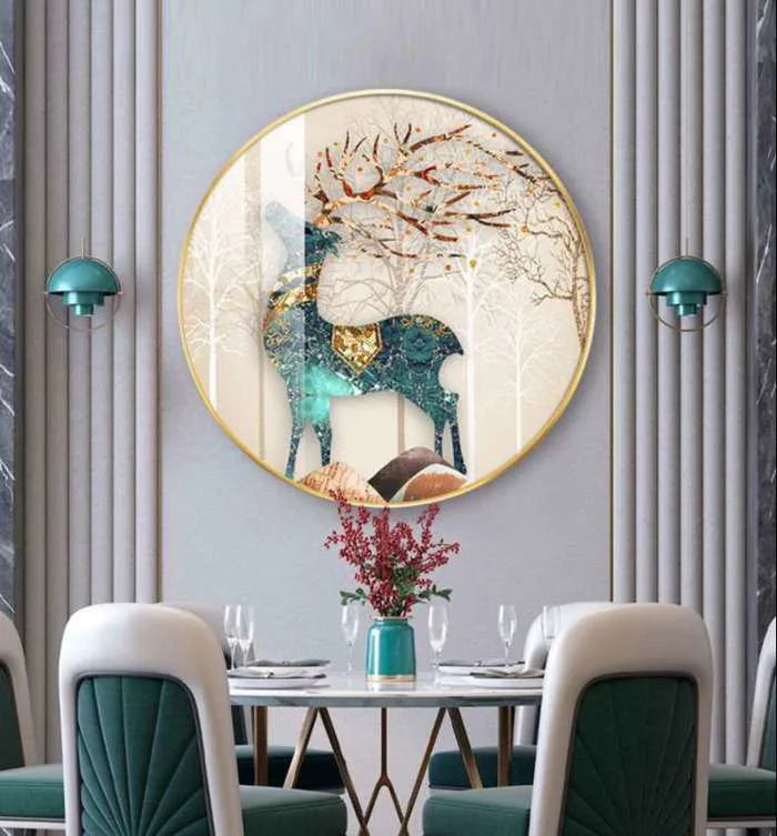 Tranh Tròn Tráng Gương Gắn Pha Lê 5D Cao Cấp Decor Phòng Khách